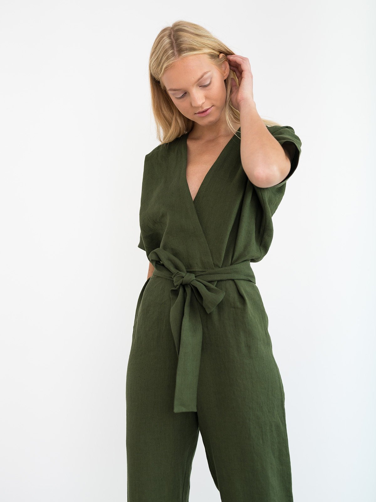 Linen wrap jumpsuit