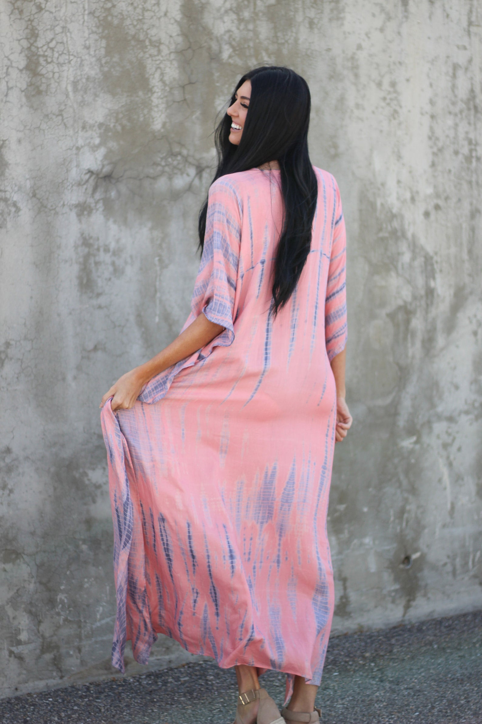 Kaftan Buzz Pink Tie Dye Maxi Dress