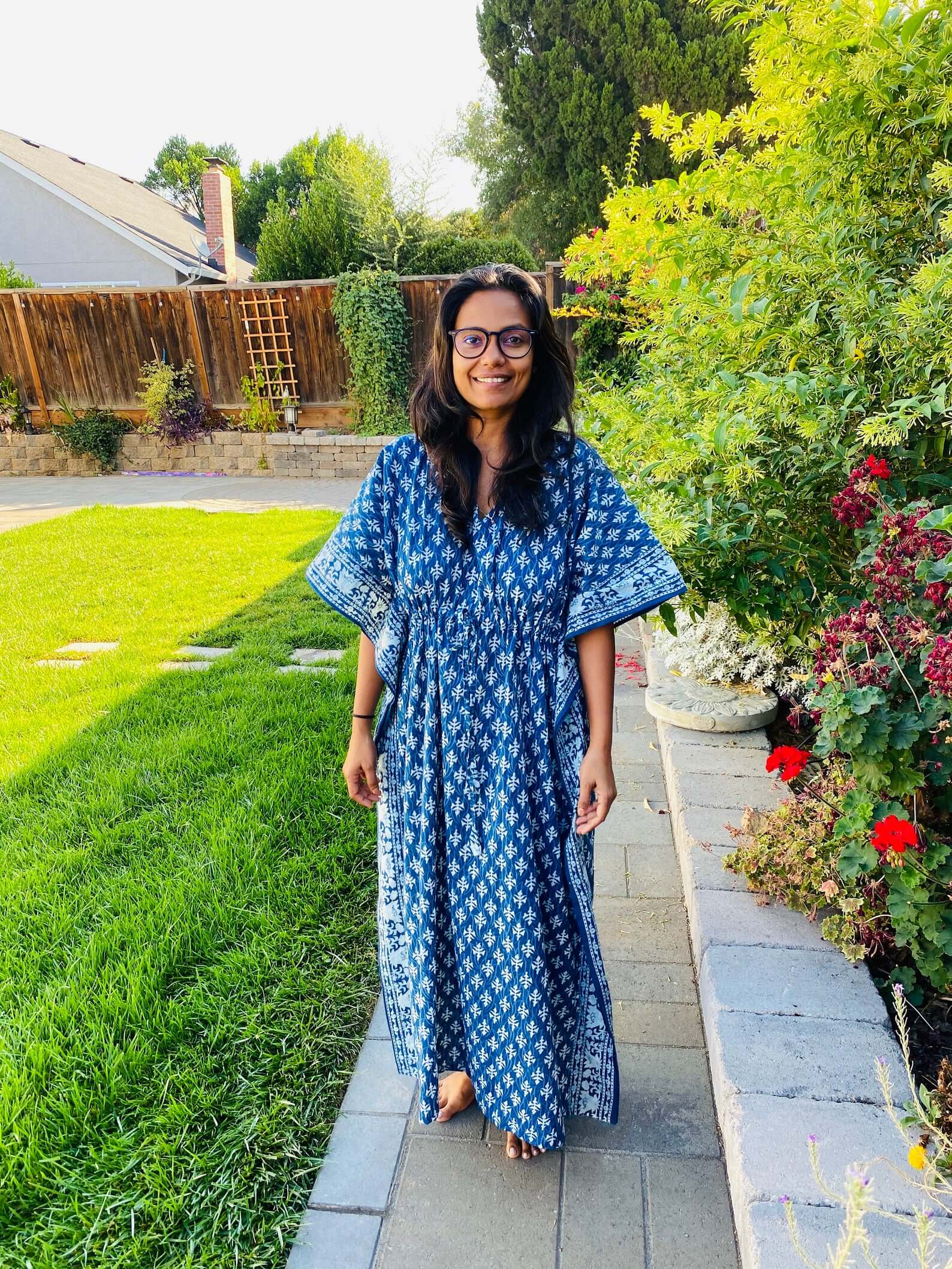 Indian Block Print Indigo Kaftan by mommyrobeclothing (custom made in your preferred length!)