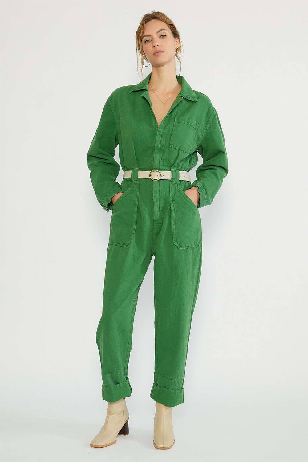 etica kingsley juniper green jumpsuit