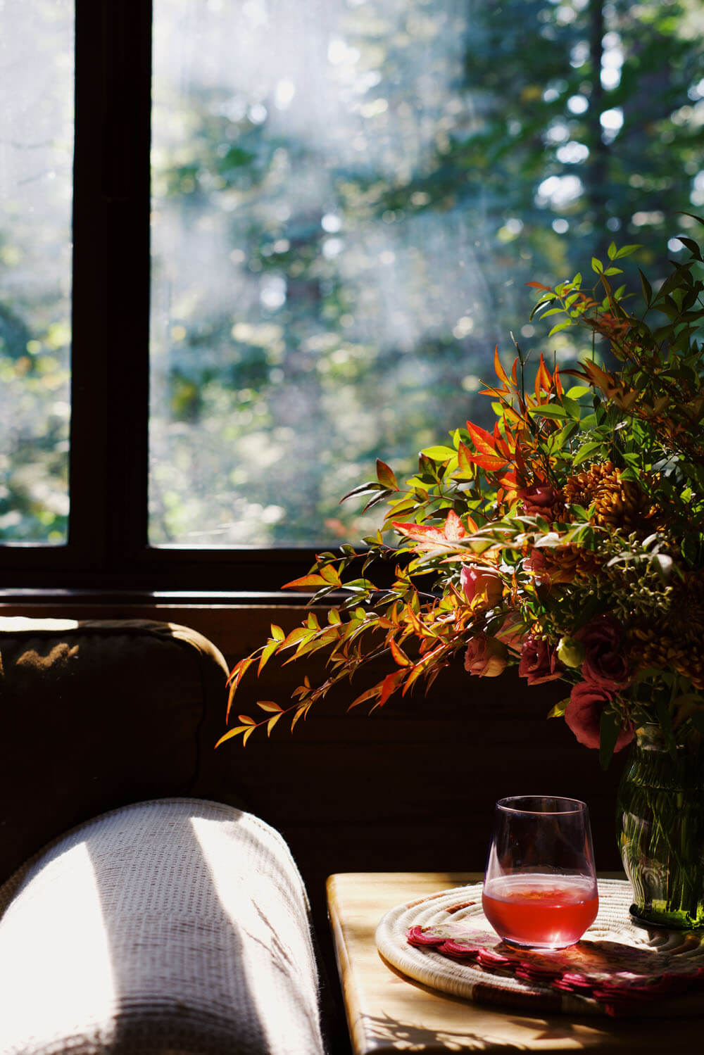 fall florals in cabin