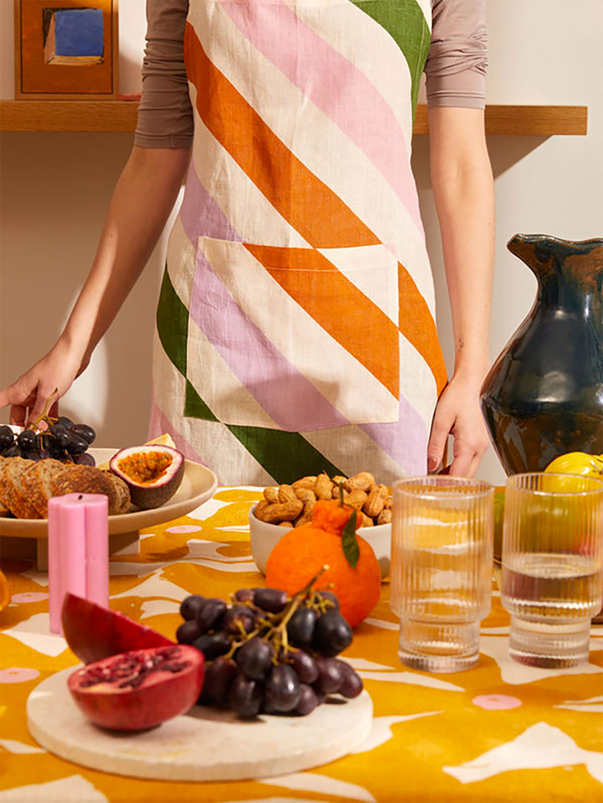 mosey me linen striped apron