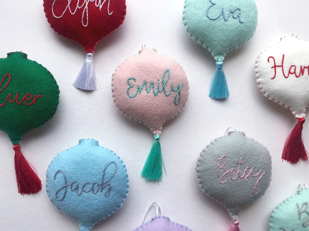 handmade felt personalized ornaments