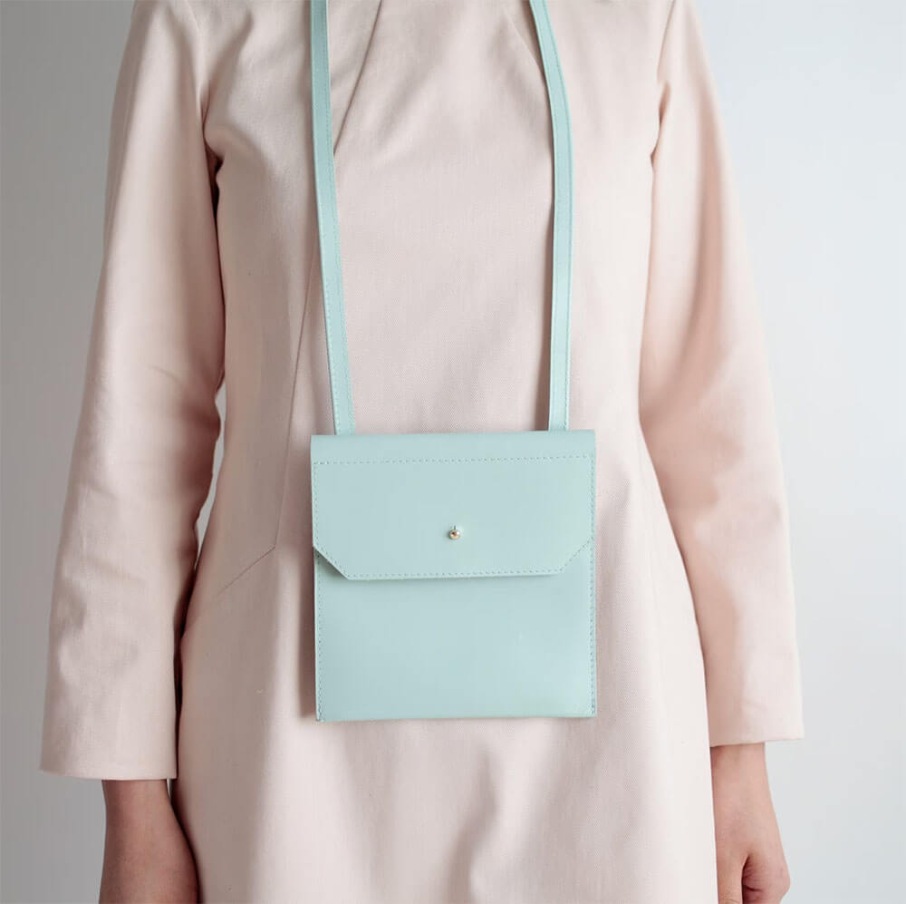 mini flat mint leather bag