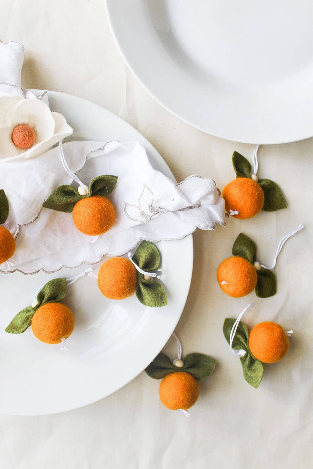 oranges felted ornaments