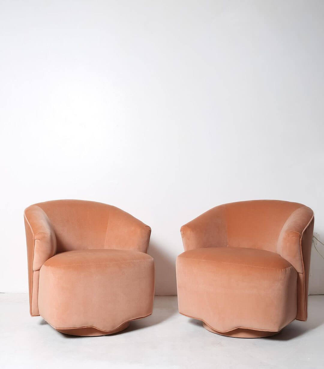 midnight sunlight peach velvet chairs